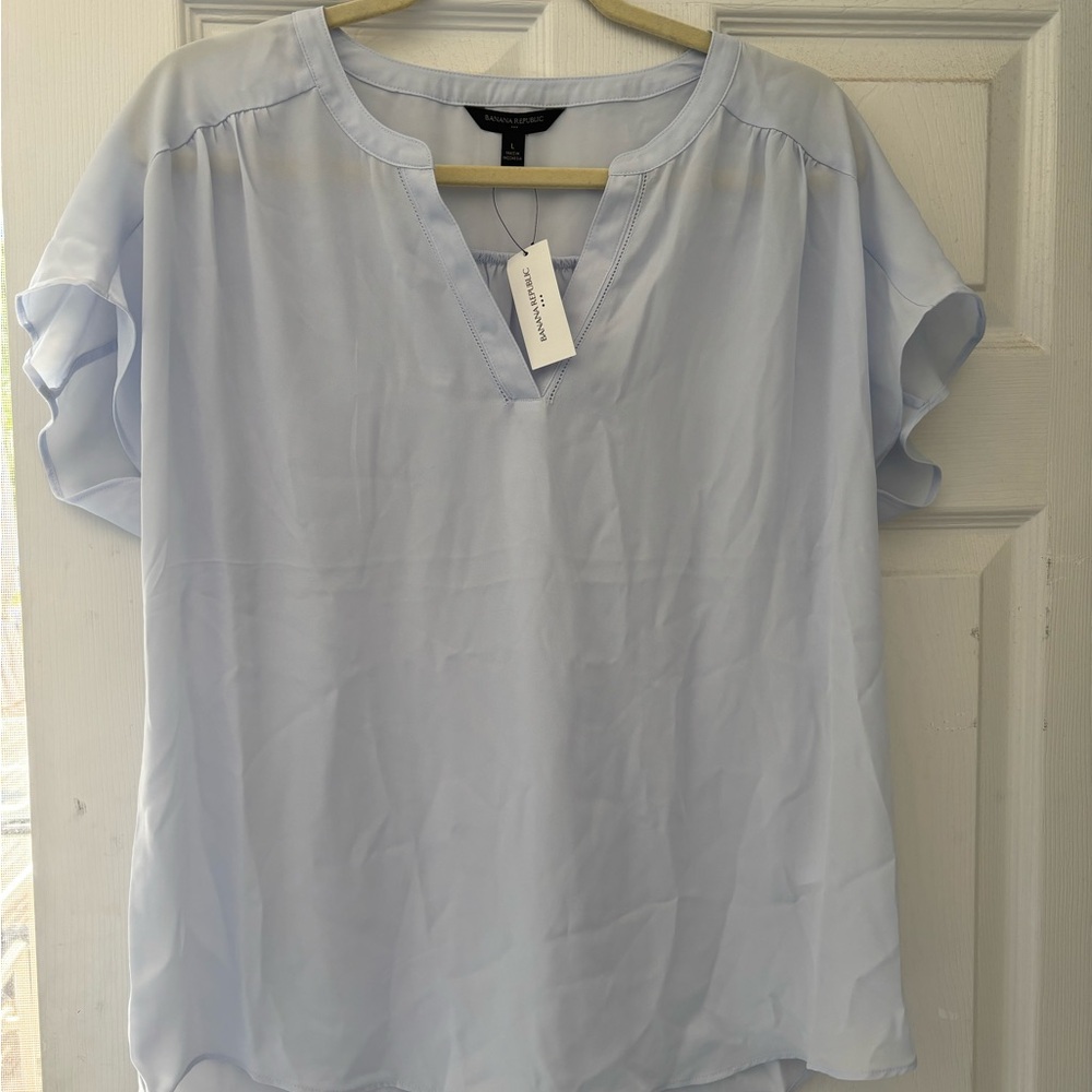 NWT Banana Republic Soft Blue Blouse L